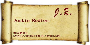 Justin Rodion névjegykártya